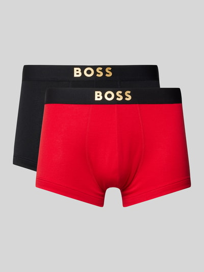 BOSS Boxershort met elastische logo in band in een set van 2 stuks Rood - 1