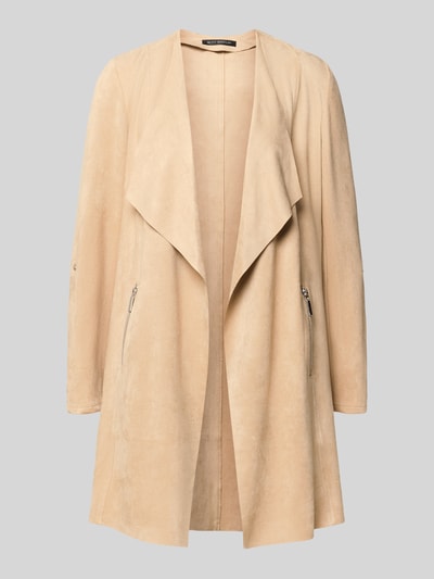 Produktfoto, Longblazer in lockere pasvorm met ritszakken van Betty Barclay, materiaalmix met stretch, leerlook, beige, zachte textuur