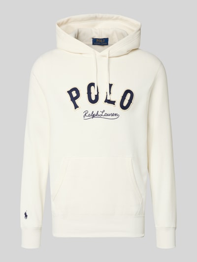 Produktfoto, Hoodie mit Label-Stitching und Känguru-Tasche von Polo Ralph Lauren in Offwhite, Baumwoll-Mix, Regular Fit, glatte Textur