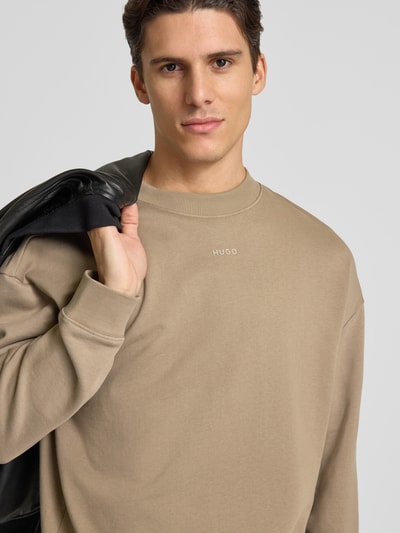 HUGO Sweatshirt mit Label-Print Modell 'Dapocrew' Taupe 3