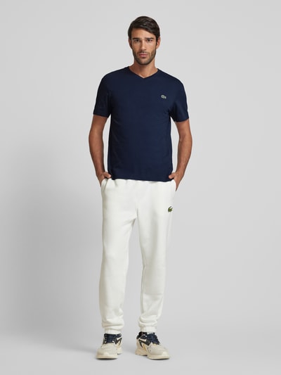 Lacoste T-Shirt mit Label-Stitching Modell 'Basic' Marine 1