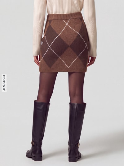 VERO MODA spódnica mini z wzór w romby Czekoladowy melanż 5