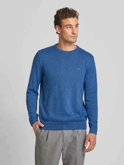 Christian Berg Men Strickpullover mit Woll-Anteil und Rundhalsausschnitt Jeansblau Melange 4