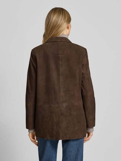 My Essential Wardrobe Regular Fit Blazer aus echtem Ziegenvelours Modell 'Tara' Schoko 5