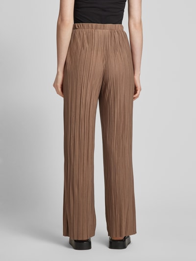 Vila Wide leg stoffen broek met plissévouwen, model 'PLISA' Cognac - 5