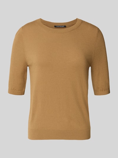 Luisa Cerano Strickshirt aus Viskose-Mix mit Rundhalsausschnitt Camel 2