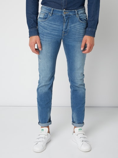 REVIEW Jeansy o kroju Slim Fit z przetarciami Jeansowy niebieski 3