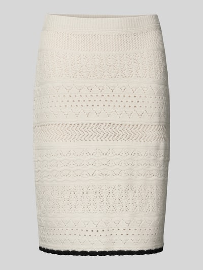 Marc Cain Spódnica wełniana o długości do kolan z ażurowym wzorem Jasnoszary 2