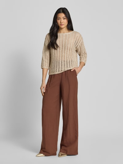 s.Oliver BLACK LABEL Relaxed Fit Strickpullover mit Paillettenbesatz Beige 1