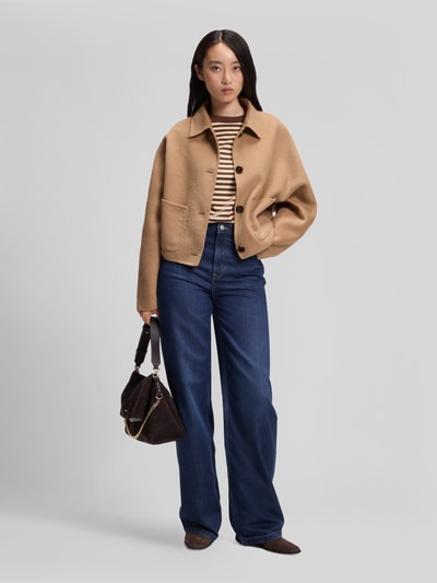 BOSS Orange Wide & Loose Fit Jeans aus Baumwoll-Lyocell-Mix Modell 'MARLENE' Dunkelblau 1