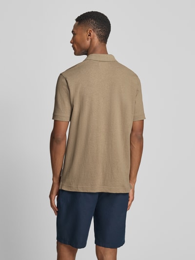 Marc O'Polo Regular Fit Poloshirt aus Baumwoll-Leinen-Mix Beige 5