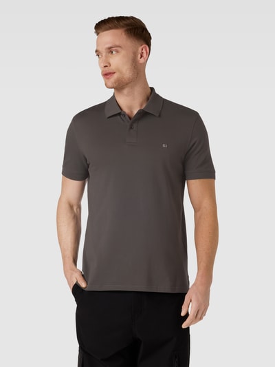 Christian Berg Men Slim Fit Poloshirt im unifarbenen Design Anthrazit 4