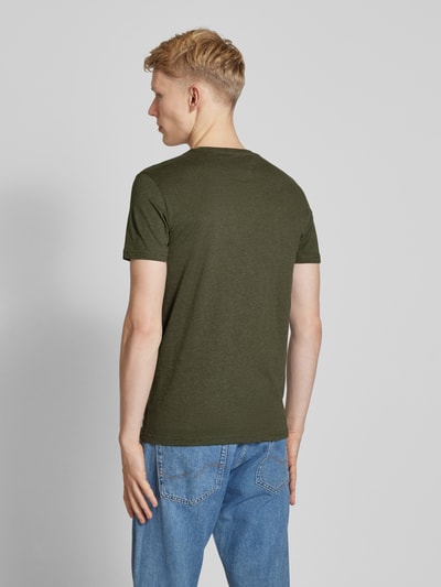 Tommy Jeans Slim fit T-shirt met logostitching Olijfgroen gemêleerd - 5