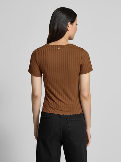 Rich & Royal T-Shirt aus Viskose-Mix mit Rundhalsausschnitt Cognac 5