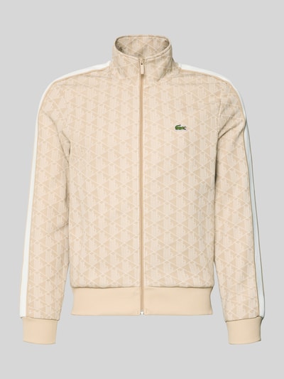 Produktfoto, Regular Fit Sweatjacke mit Baumwoll-Anteil von Lacoste, Optik: Unifarben, Allover-Muster, L-Monogramm, Reißverschluss, Logo-Patch, Kontraststreifen, Stehkragen, Langarm, gerippte Abschlüsse, seitliche Eingrifftaschen, Materialverarbeitung: Sweat