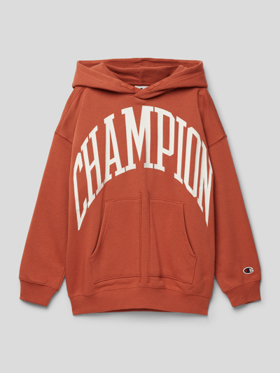 CHAMPION Bluza z kapturem i nadrukiem z logo model ‘Rochester’ Rdzawoczerwony 1