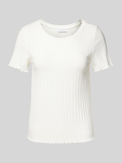 Rich & Royal T-Shirt mit geripptem Rundhalsausschnitt Offwhite 2