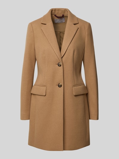 Produktfoto, Regular Fit Mantel mit 2-knoopsluiting van Christian Berg Woman Selection in camel, met Reverskraag en Klepzakken, getailleerd, gladde textuur, Ruglengte maat 36: 84 cm, Schouderbreedte: 41 cm, Borstwijdte: 43 cm, Mouwlengte: 64 cm