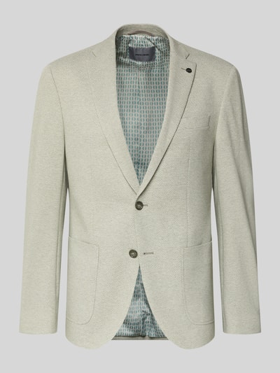 Produktfoto, Modern Fit 2-Knopf-Sakko mit Reverskragen von Pierre Cardin aus hellem Baumwoll-Mix, Stretch, feine Struktur, Eingrifftaschen, dezentes Label-Detail