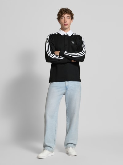 adidas Originals Poloshirt met labelstitching, model 'Rugby Polo' Zwart - 1