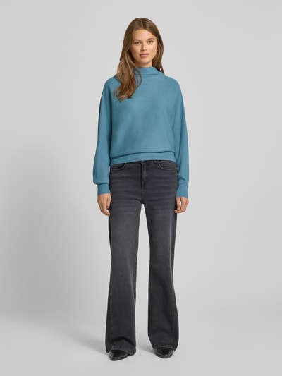 Zero Strickpullover aus Viskose-Mix mit Stehkragen Hellblau 1
