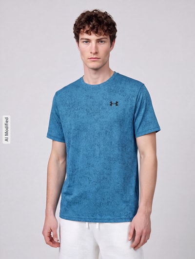 Under Armour Regular Fit T-Shirt mit Strukturmuster Modell 'Pixelate' Rauchblau 4