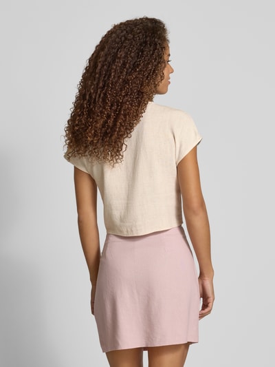 Only Regular fit blouse van een mix van viscose en linnen, model 'SIESTA' Ecru - 5