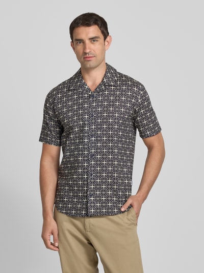 GABBA Regular fit vrijetijdsoverhemd met reverskraag, model 'TIMO' Marineblauw - 4