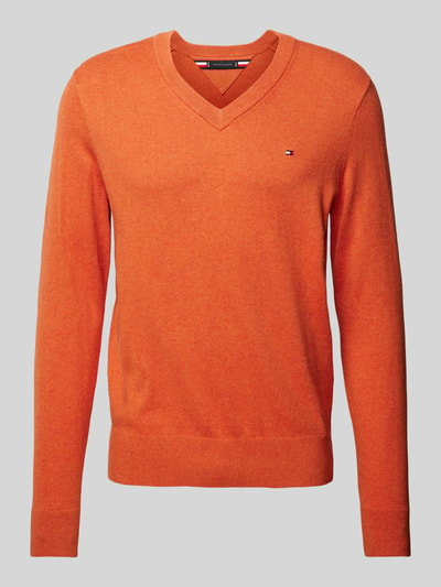 Tommy Hilfiger Gebreide pullover met logostitching, model 'PIMA' Oranje - 2