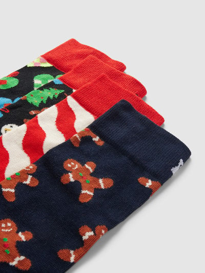 Happy Socks Socken mit Motiv-Print Modell 'Gingerbread House' im 4er-Pack Rot 2