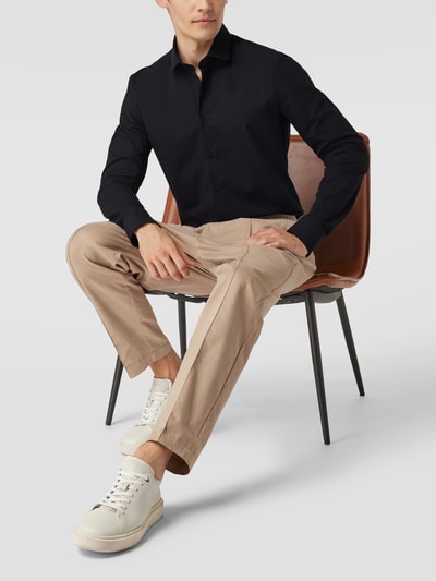 OLYMP No. Six Super slim fit zakelijk overhemd met kentkraag, model 'Modern' Zwart - 1