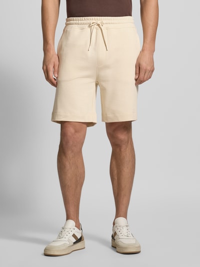 BOSS Orange Regular fit sweatshorts van puur katoen Ecru - 4