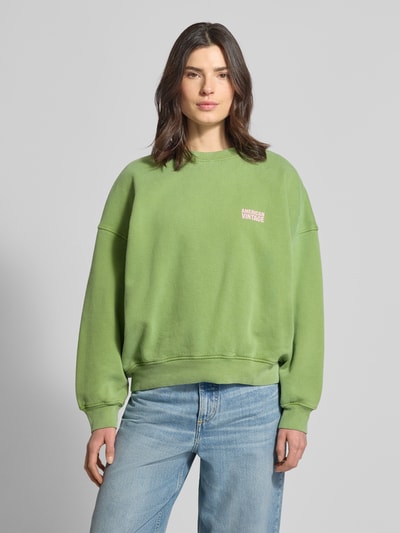 American Vintage Sweatshirt met labelprint model 'PLIZZY' Groen - 4