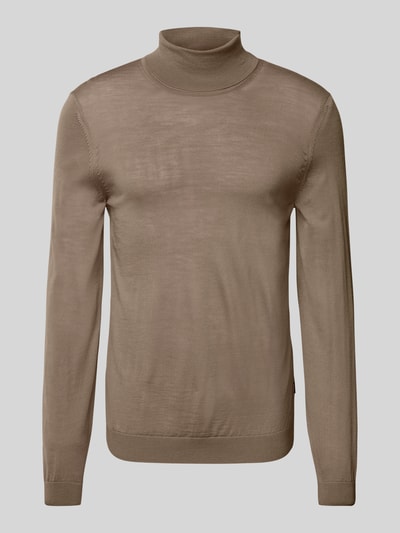 BOSS Rollkragenpullover aus Schurwolle Modell 'Musso' Taupe 2