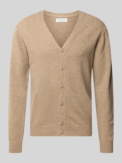 Produktfoto, Cardigan mit V-Ausschnitt Modell 'KARL' von Casual Friday in Beige, Baumwoll-Mix, Regular Fit, glatte Textur, Knopfleiste