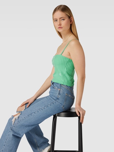 Calvin Klein Jeans Top krótki z prążkowaniem Zielony 3