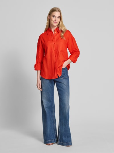 GUIDO MARIA KRETSCHMER WOMAN Regular Fit Leinenbluse mit Hemdblusenkragen Modell 'SHIRIN' Hellrot 1