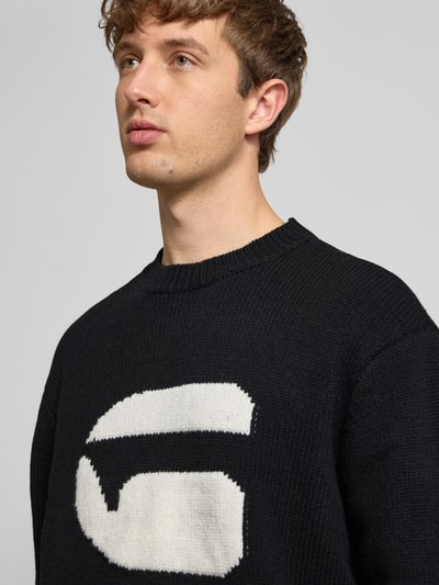 G-Star Raw Relaxed fit gebreide pullover met logo Zwart - 3