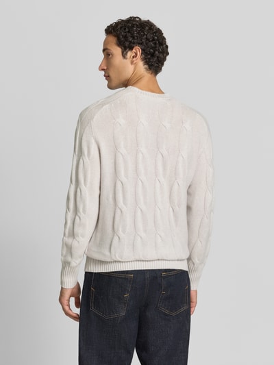 FTC Cashmere Regular fit gebreide pullover van puur kasjmier met kabelpatroon Offwhite - 5