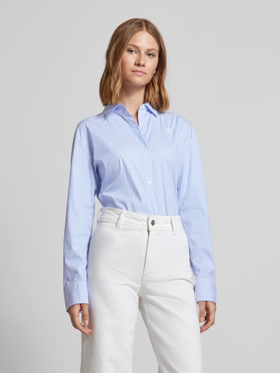 HUGO Slim fit overhemdblouse met labelstitching, model 'The Girlfriend' Bleu - 4