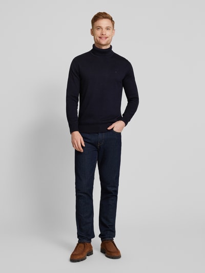 Christian Berg Men Rollkragenpullover mit Woll-Anteil und Label-Stitching Marine 1