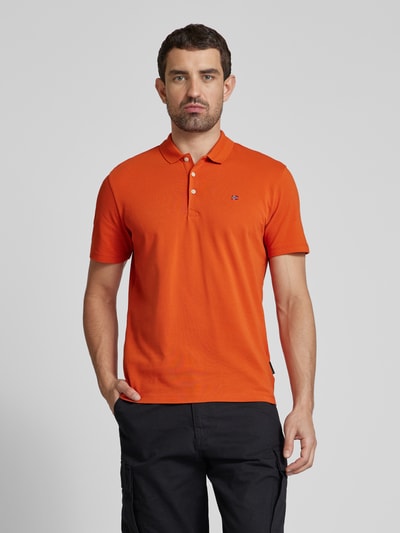 Napapijri Slim Fit Poloshirt mit Logo-Stitching Modell 'EALIS' Orange 4