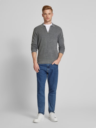 Jack & Jones Premium Sweter z dzianiny z kołnierzykiem polo Średnioszary 1