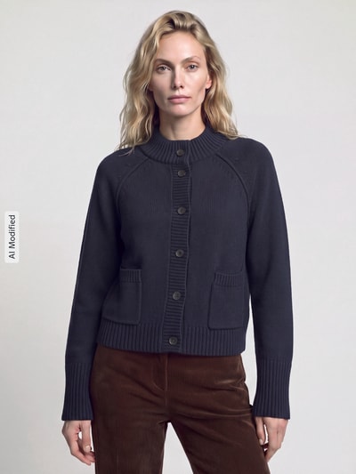 Tom Tailor Strickjacke aus reiner Baumwolle mit aufgesetzten Taschen Marine 4