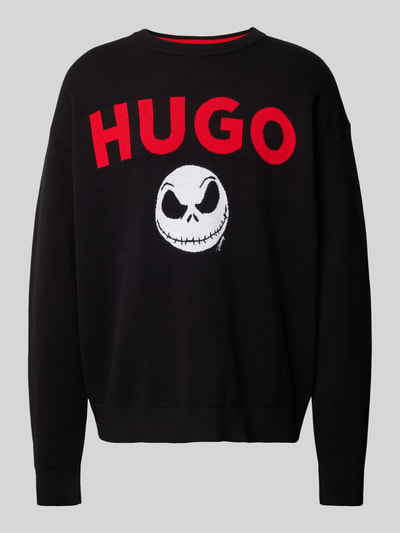 HUGO Strickpullover mit gerippten Abschlüssen Black 2