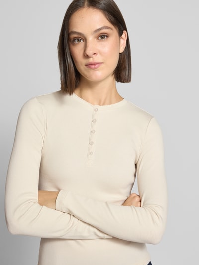 Jake*s Casual Slim Fit Langarmshirt aus Baumwoll-Mix Ecru 3