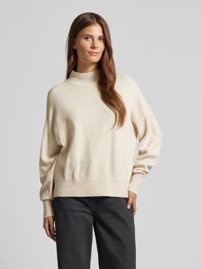 s.Oliver RED LABEL Relaxed Fit Strickpullover aus Baumwoll-Woll-Mix mit Stehkragen Sand 4