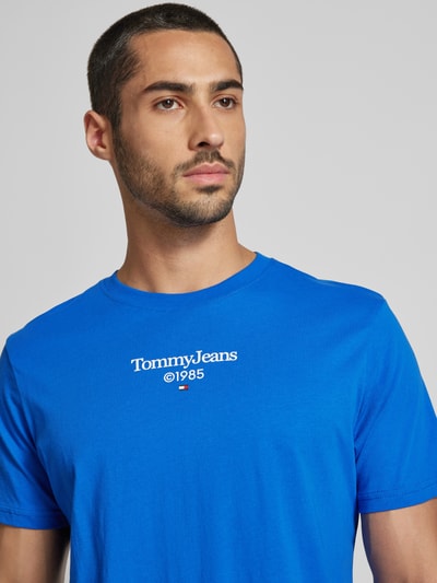 Tommy Jeans T-shirt met labelprint Koningsblauw - 3