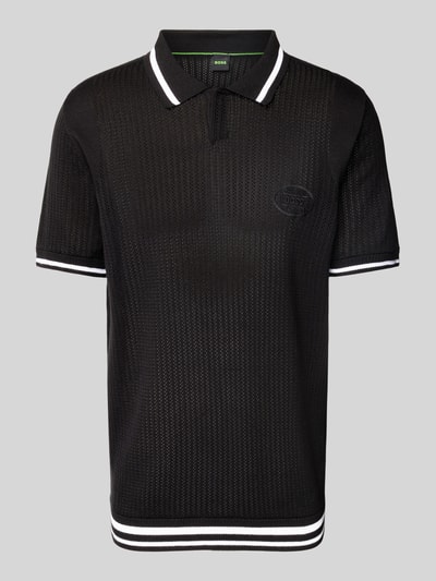 BOSS Green Poloshirt mit gerippten Abschlüssen Black 2