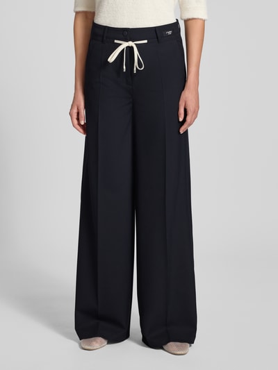 Cambio Straight leg stoffen broek met persplooien, model 'ADRIENNE' Donkerblauw - 4